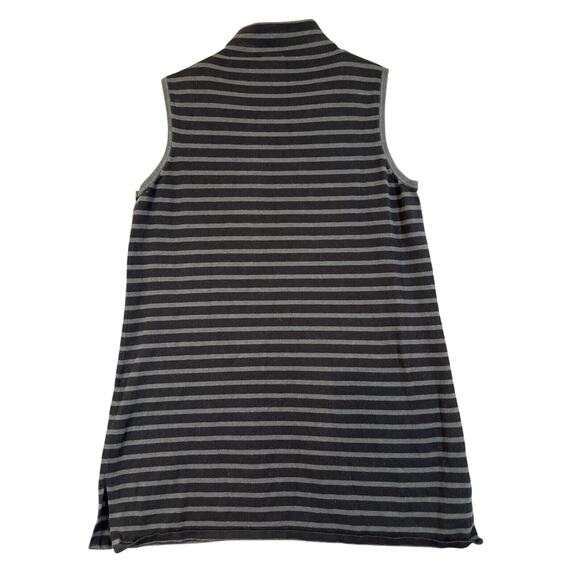 Chico's Zenergy Sweater Tank Medium Black Striped Cotton Blend Mock Neck Tunic - Picture 2 of 8
